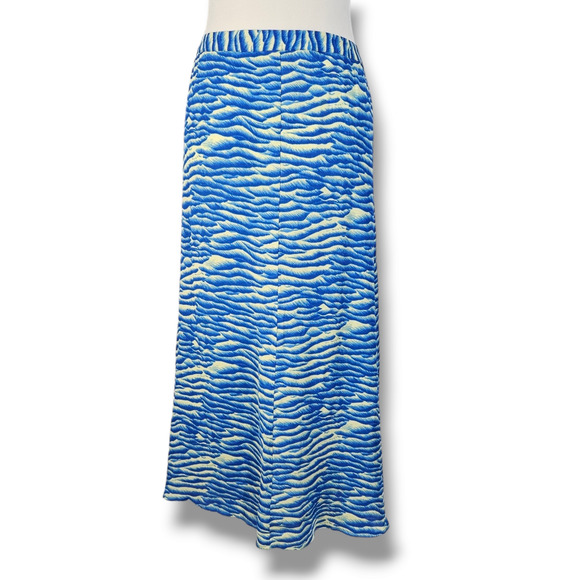 NWT Whistles Seafoam Print Button Front Midi A-Line Skirt Sz. 12 Blue Multi - Picture 4 of 10